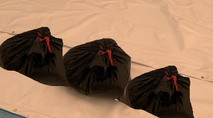 Water bags positioned along the dome edge